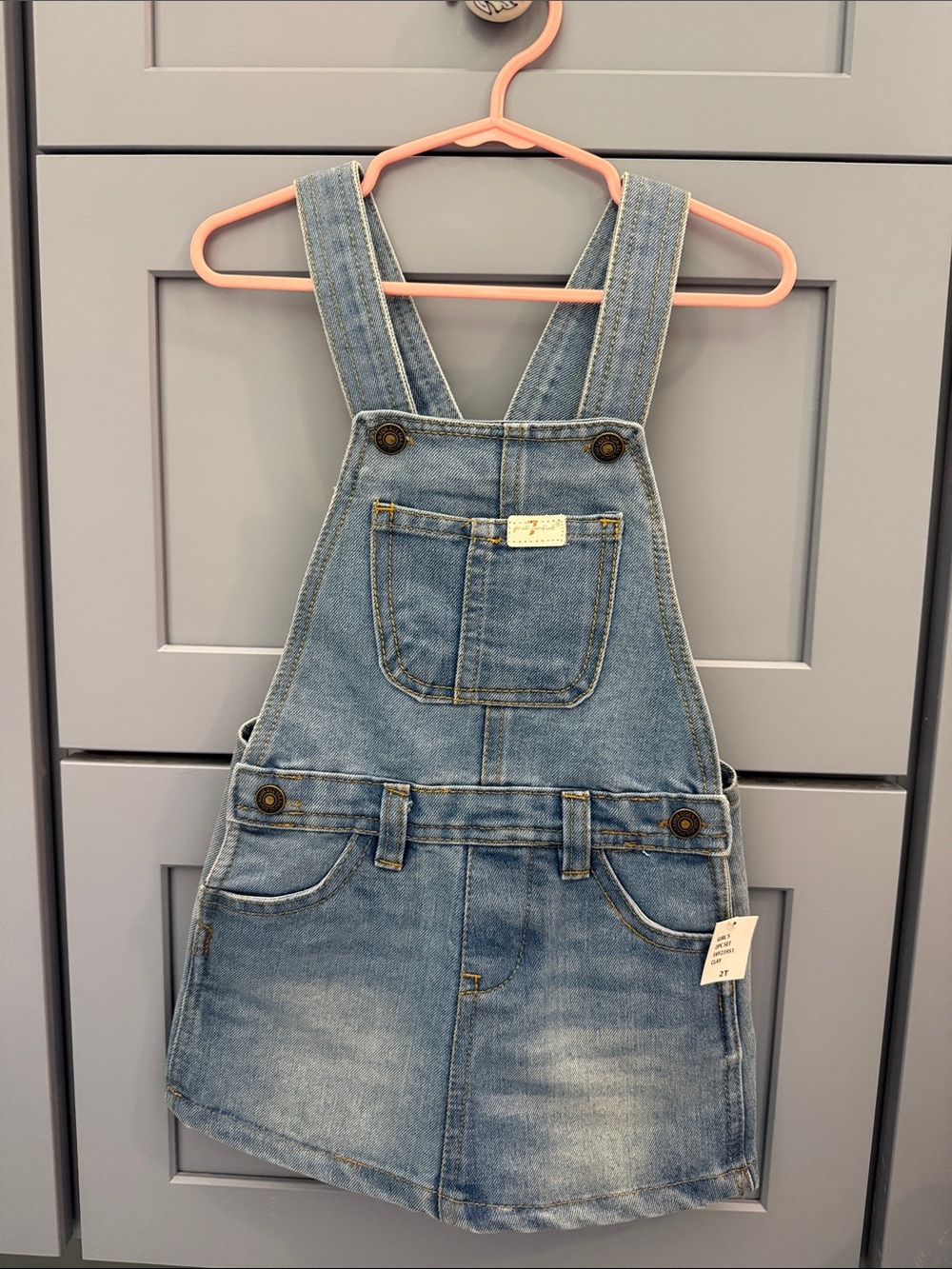 7 For All Mankind Light Blue Denim Overall Dress for Kids